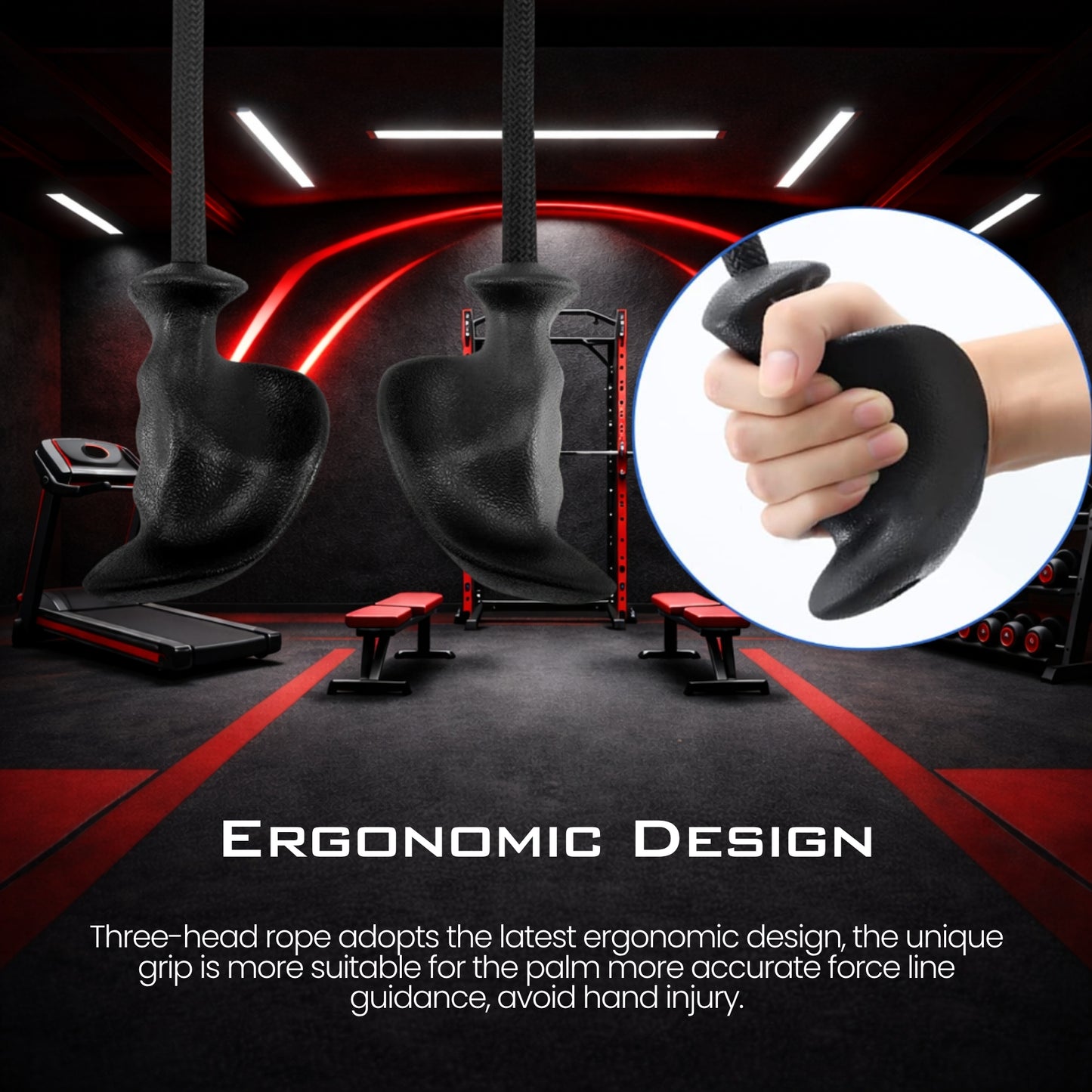 Ergonomic Triceps Rope Cable Machine Attachment