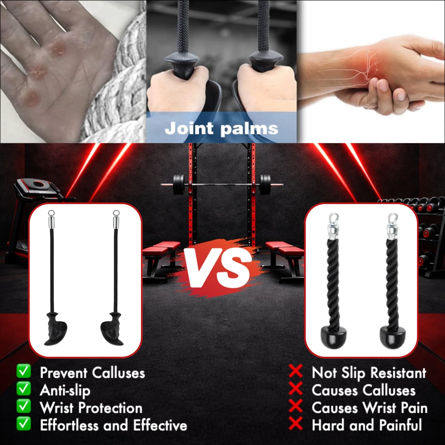 Ergonomic Triceps Individual Ropes